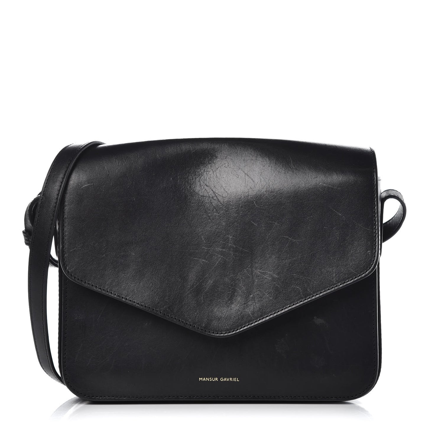 Calfskin Envelope Flap Crossbody Bag Black