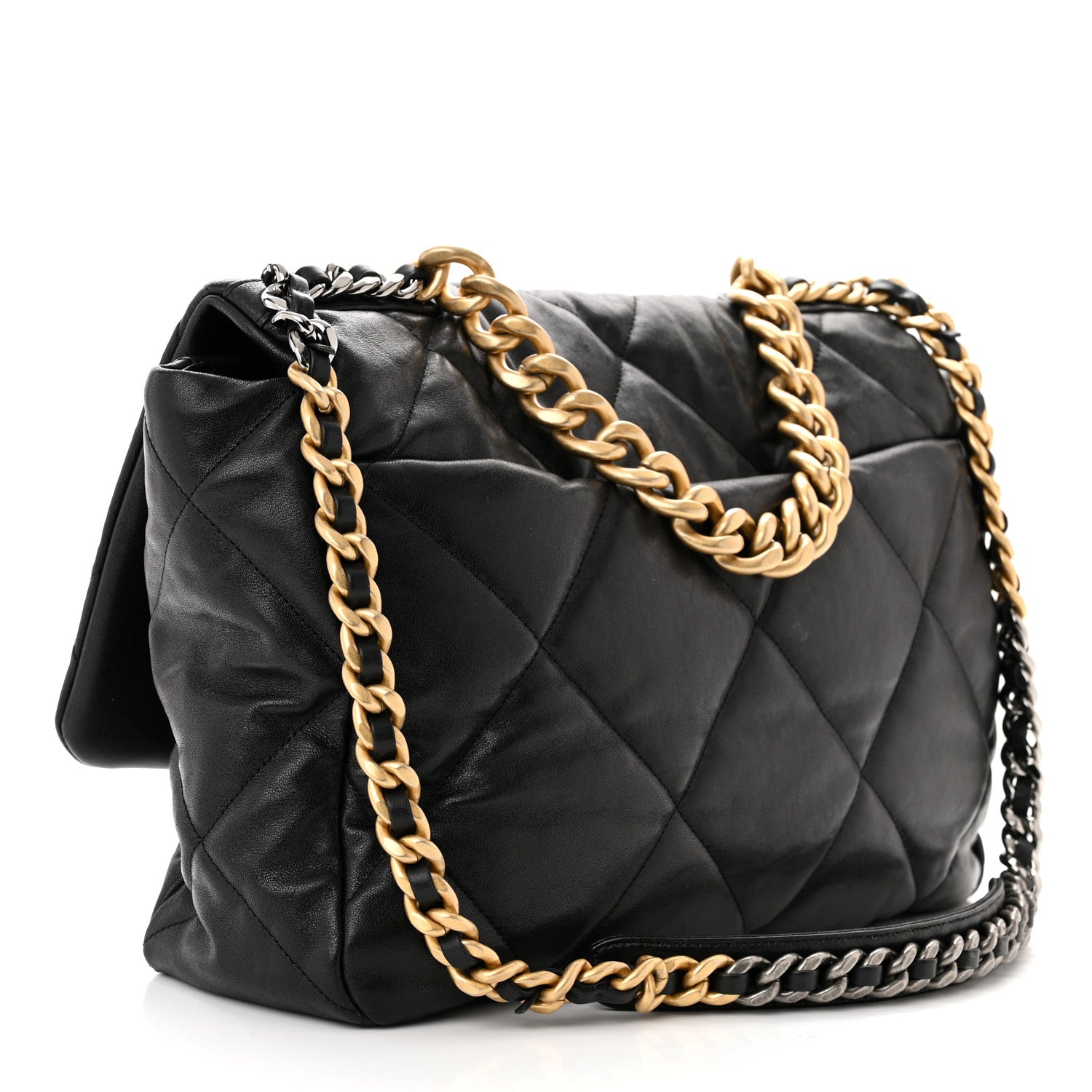 Chanel Goatskin Quilted Maxi Chanel 19 Flap Black 3 of 13