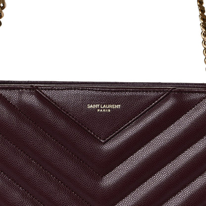 Saint Laurent Grain de Poudre Matelasse Chevron Medium Tribeca Shopping Bag Rouge Legion 7 of 9
