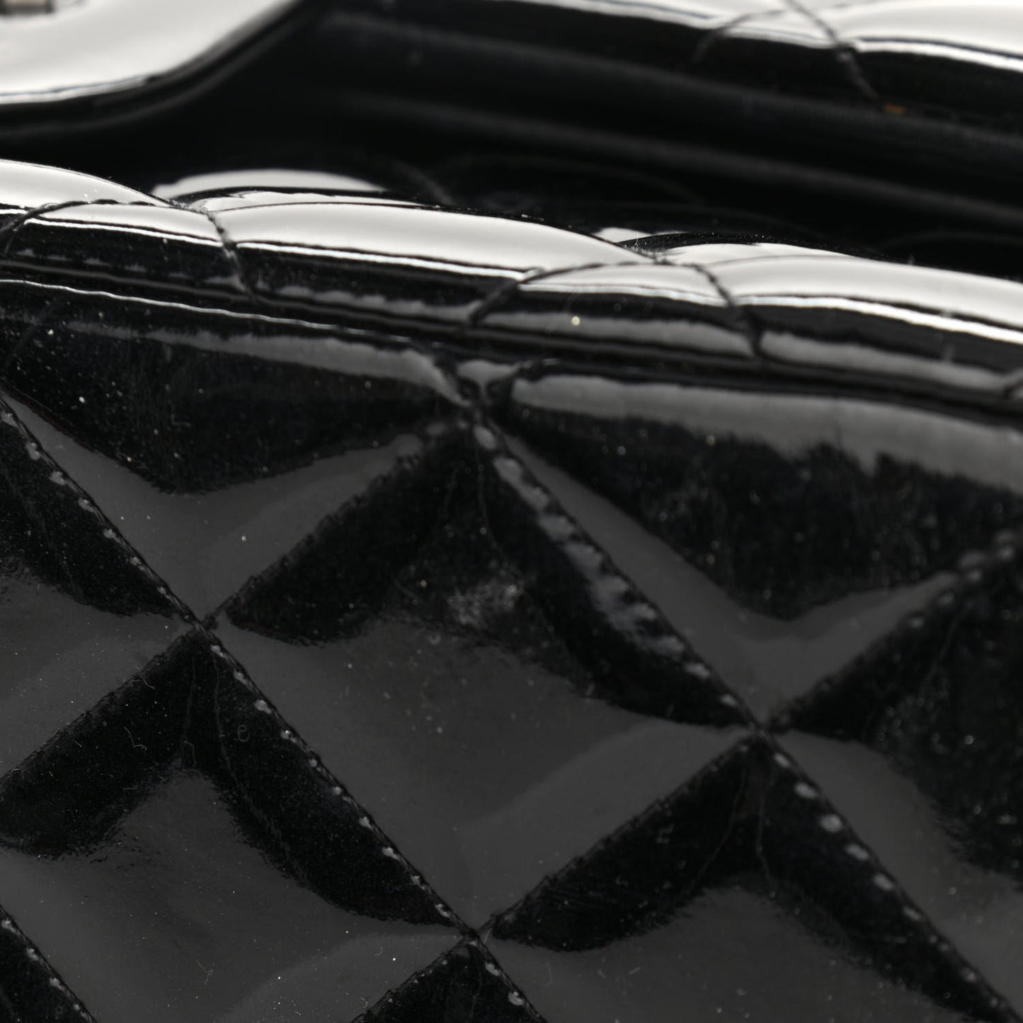 Patent Quilted Jumbo Double Flap Black
