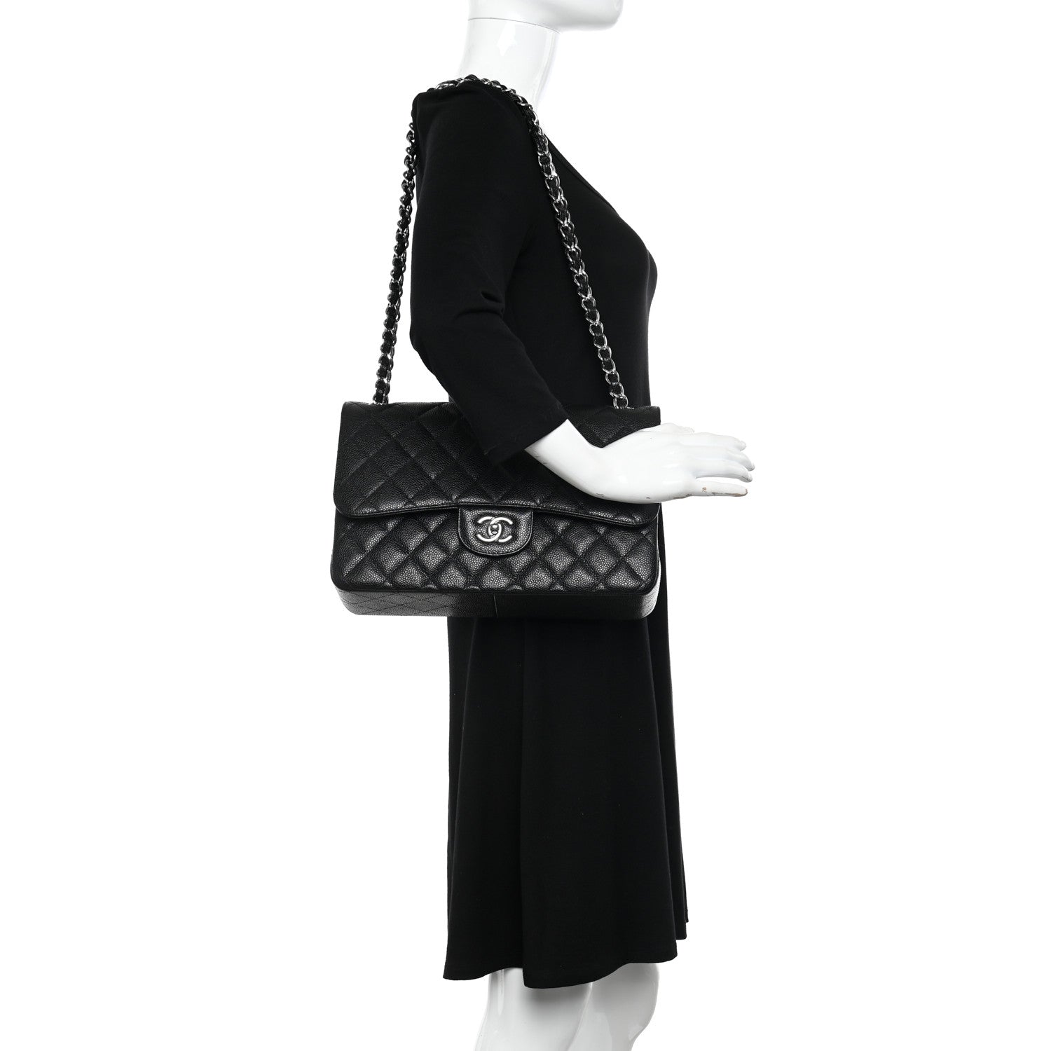 Chanel Caviar Quilted Jumbo Double Flap Black 2 of 10