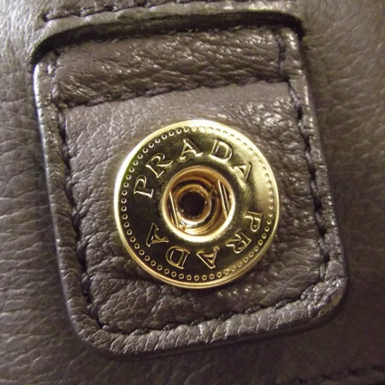 Prada Leather Logo Satchel Brown 7 of 12