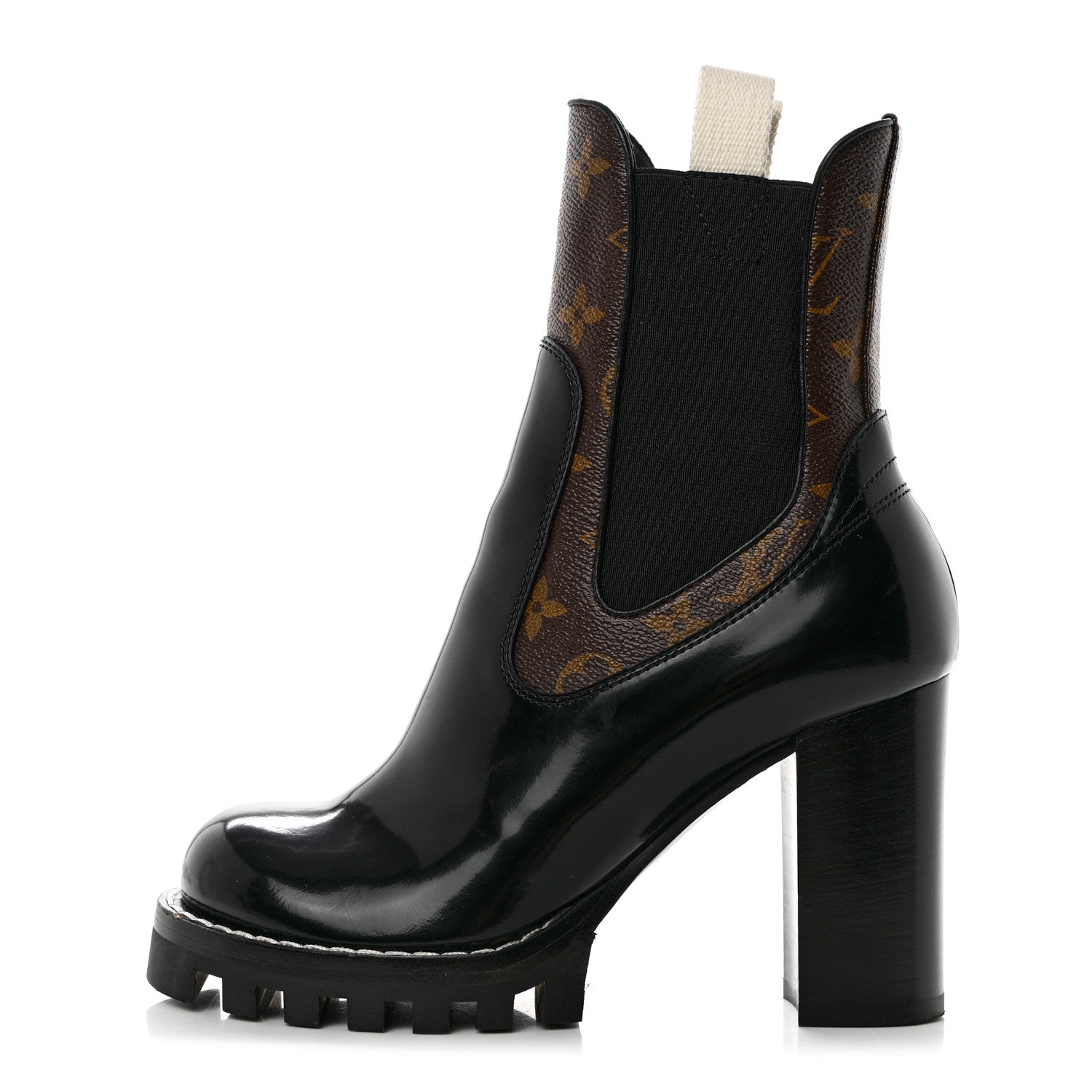 Louis Vuitton Patent Calfskin Monogram Star Trail Chelsea Ankle Boots 36 Black 1 of 8