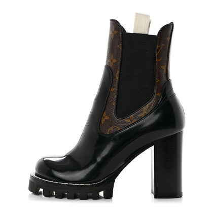 Louis Vuitton Patent Calfskin Monogram Star Trail Chelsea Ankle Boots 36 Black 1 of 8