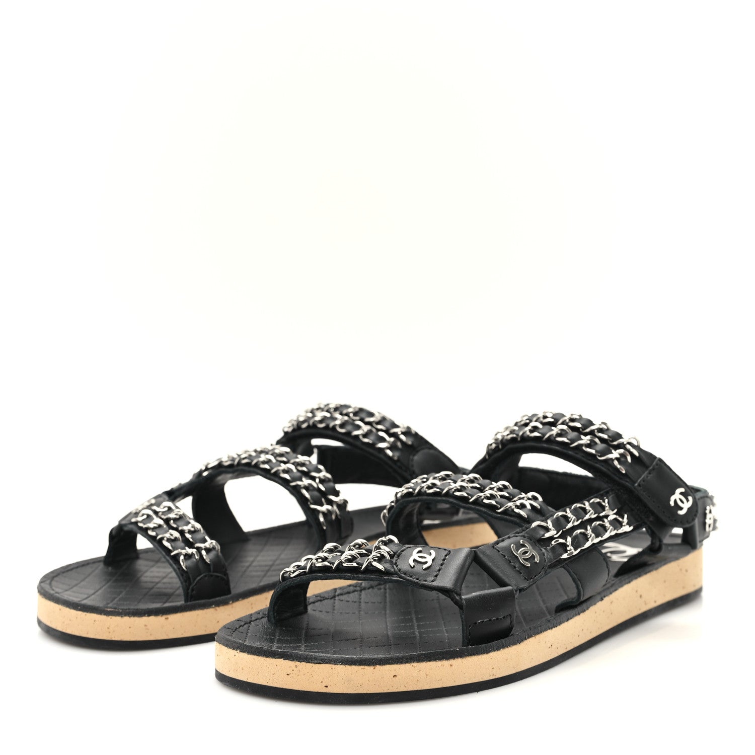 Chanel Lambskin Chain Sandals 39 Black 4 of 9