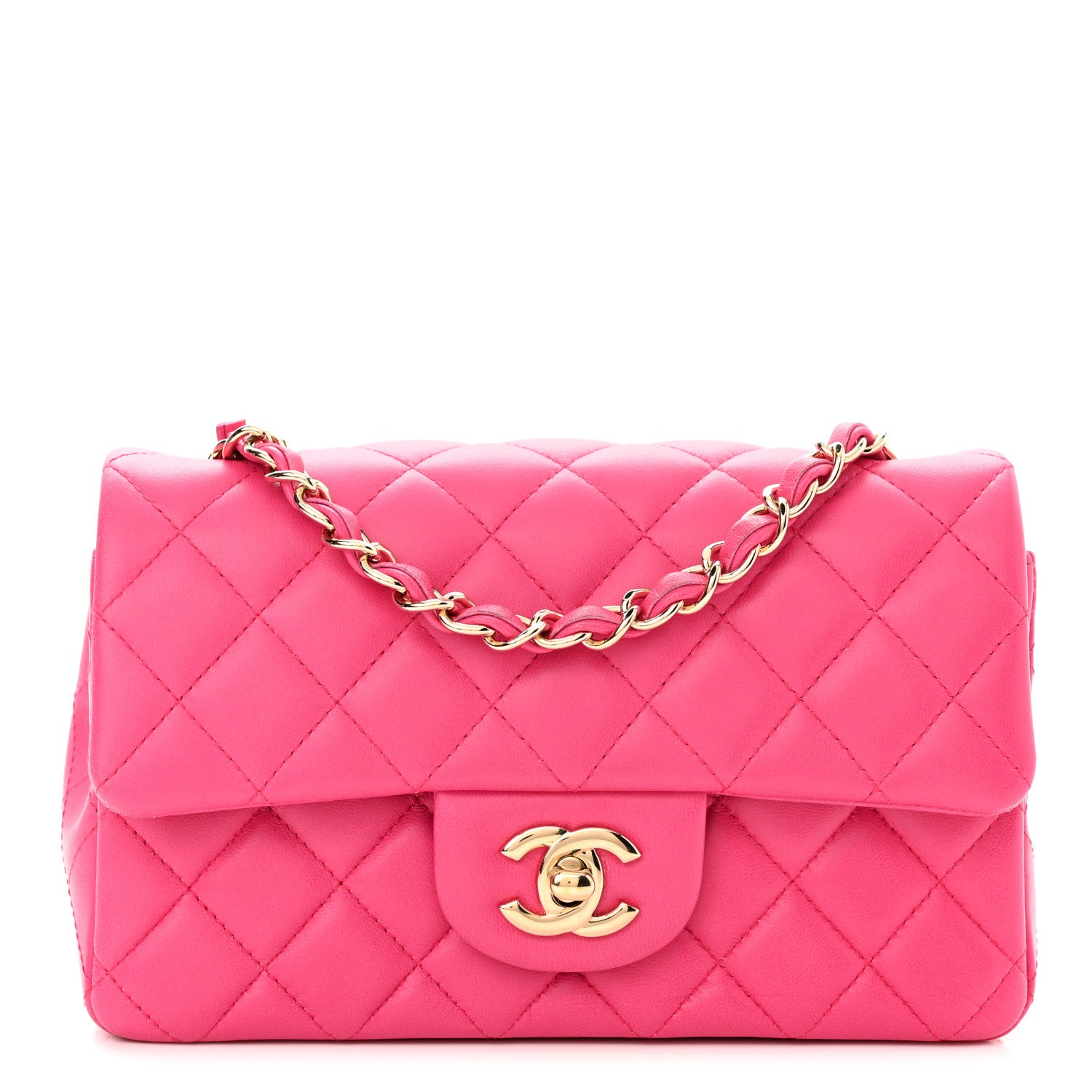 Chanel Lambskin Quilted Mini Rectangular Flap Fuchsia 1 of 11