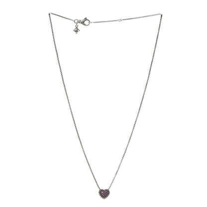 David Yurman Sterling Silver Pink Sapphire Petite Pave Heart Pendant Necklace 3 of 14