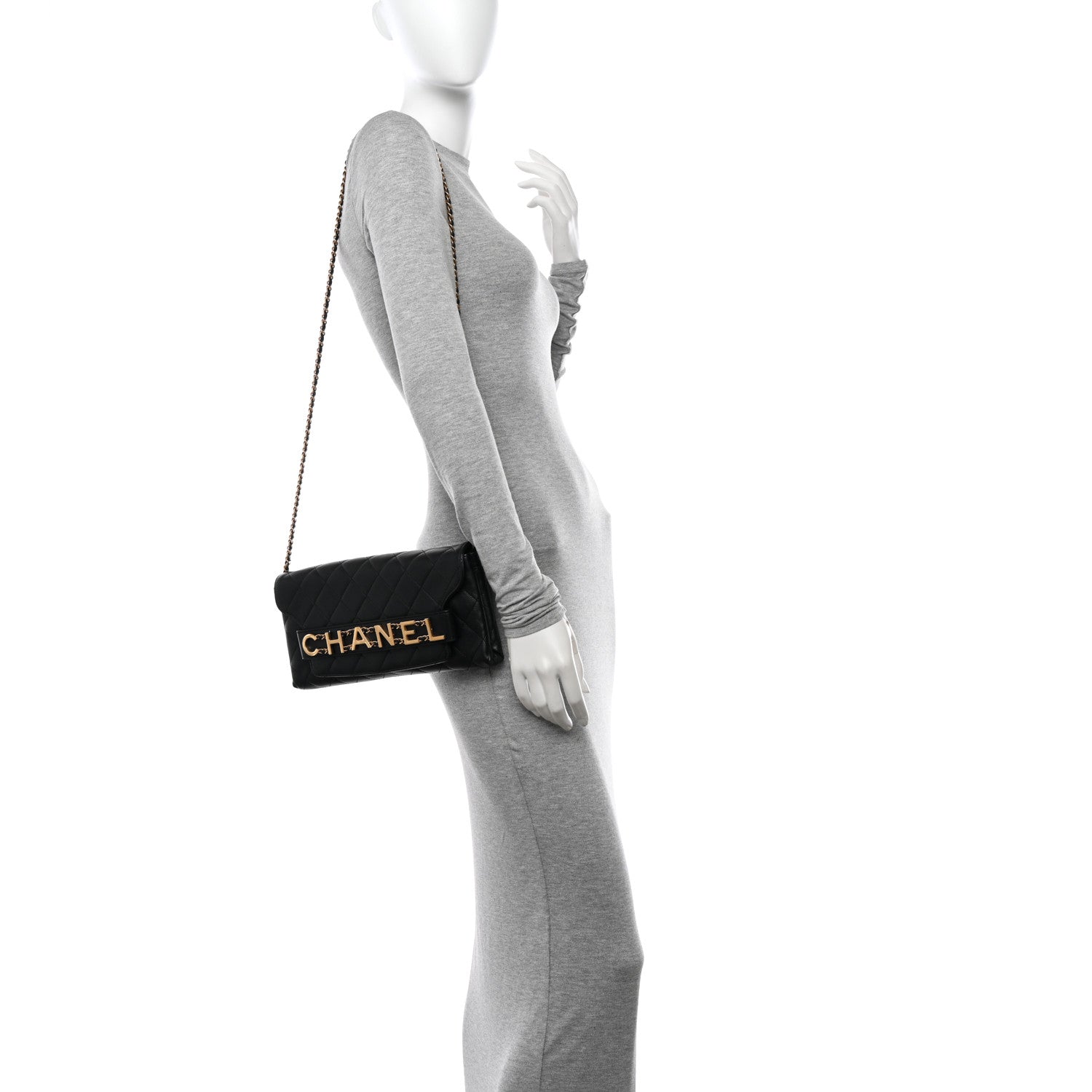 Chanel Calfskin Quilted Enchained Clutch Black 2 of 12