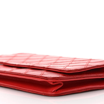 Chanel Lambskin Diamond Stitched Wallet On Chain WOC Red 9 of 12
