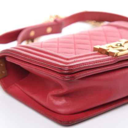 Chanel Lambskin Quilted Small Boy Flap Dark Red 8 of 20