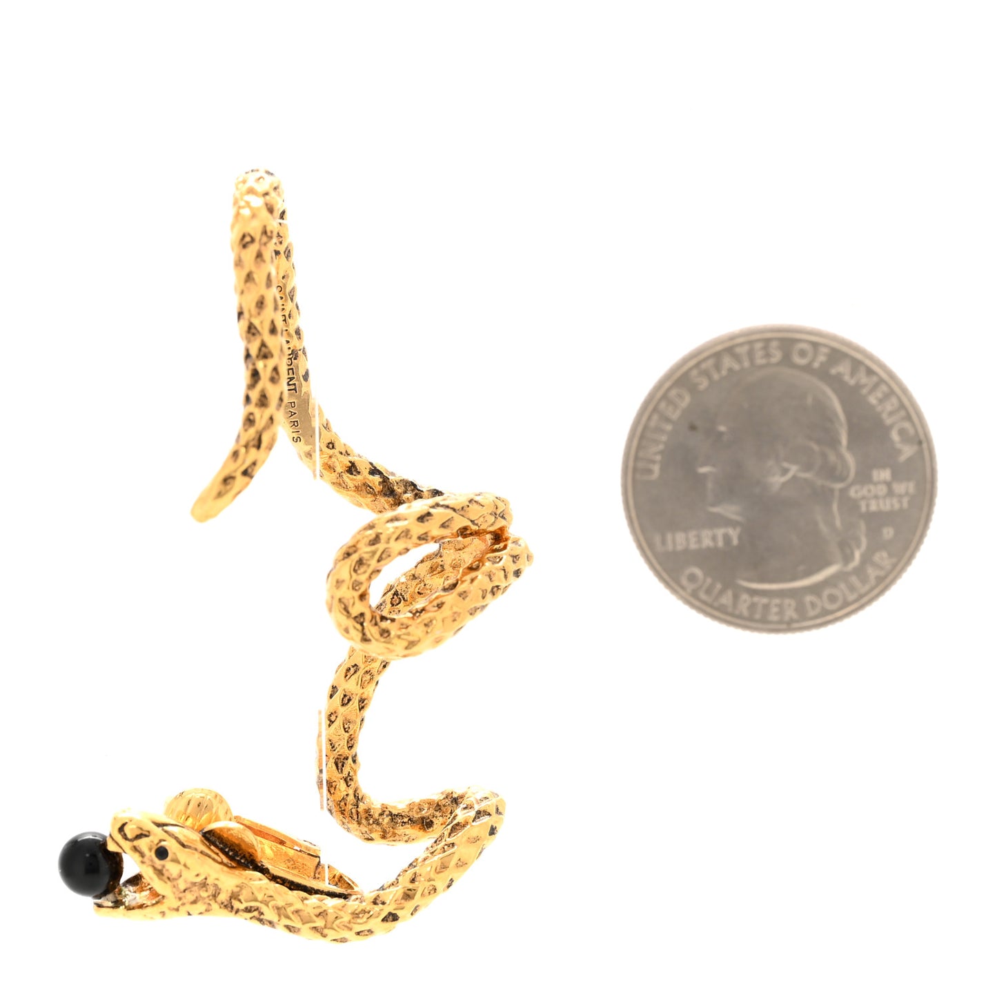 Metal Resin Snake Ear Cuff Earring Gold Black