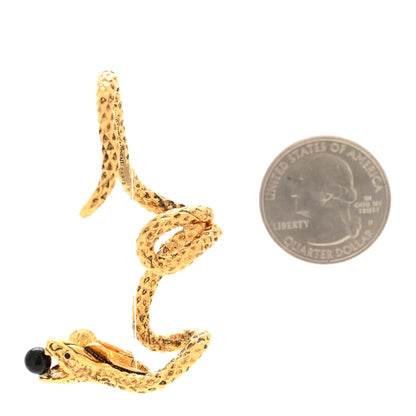 Saint Laurent Metal Resin Snake Ear Cuff Earring Gold Black 2 of 4