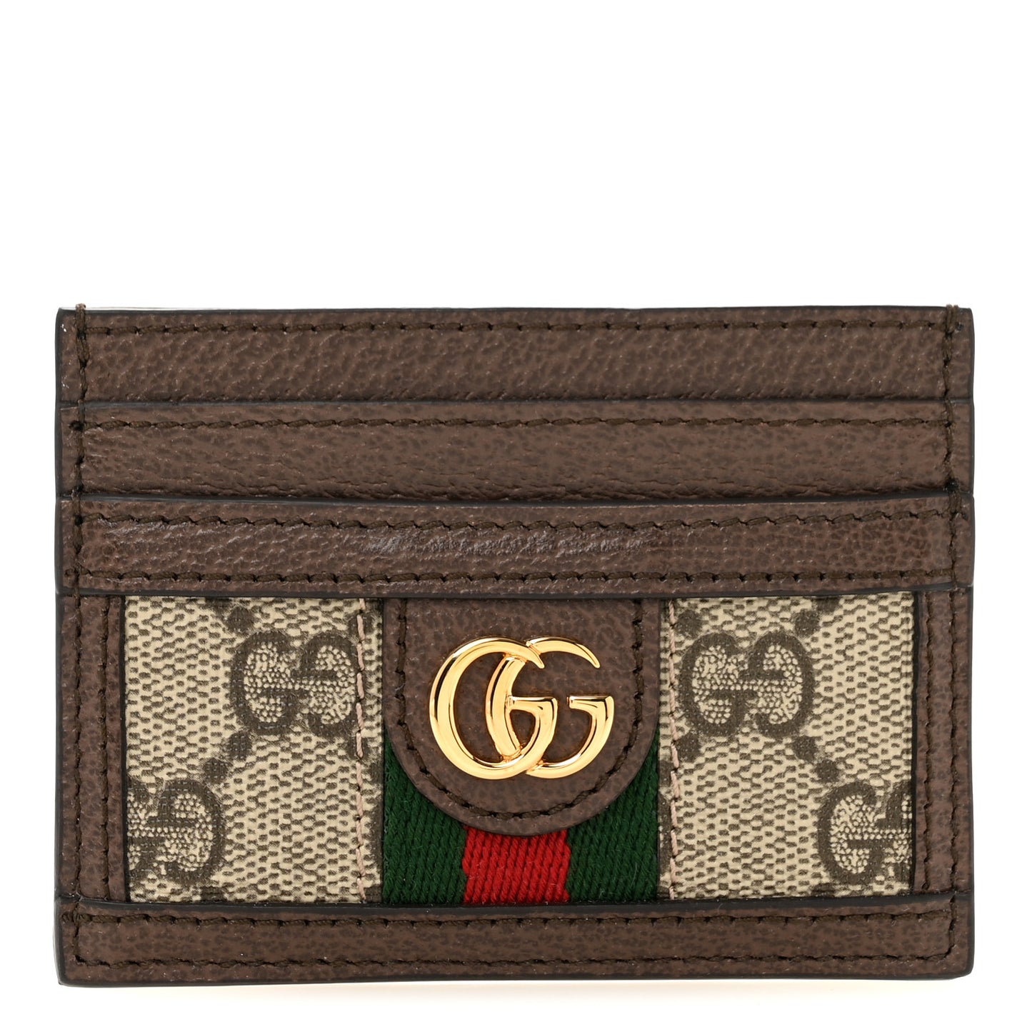 GG Supreme Monogram Ophidia Card Holder Brown