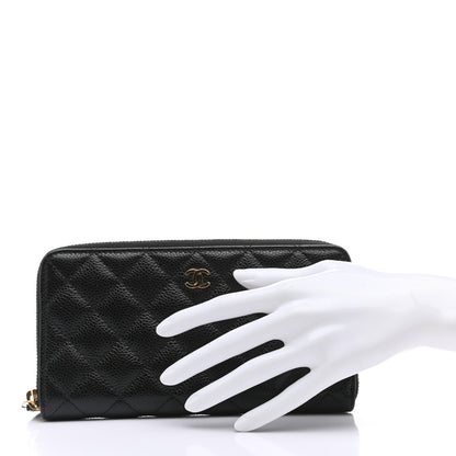Chanel Caviar Quilted Large Gusset Zip Around Wallet Black 2 of 9