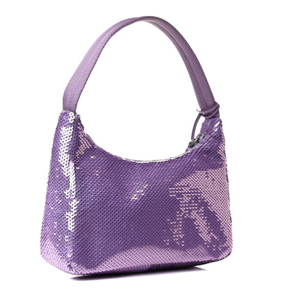 Prada Paillettes Sequin Mini Re-Edition 2000 Bag Lilium Black 4 of 13
