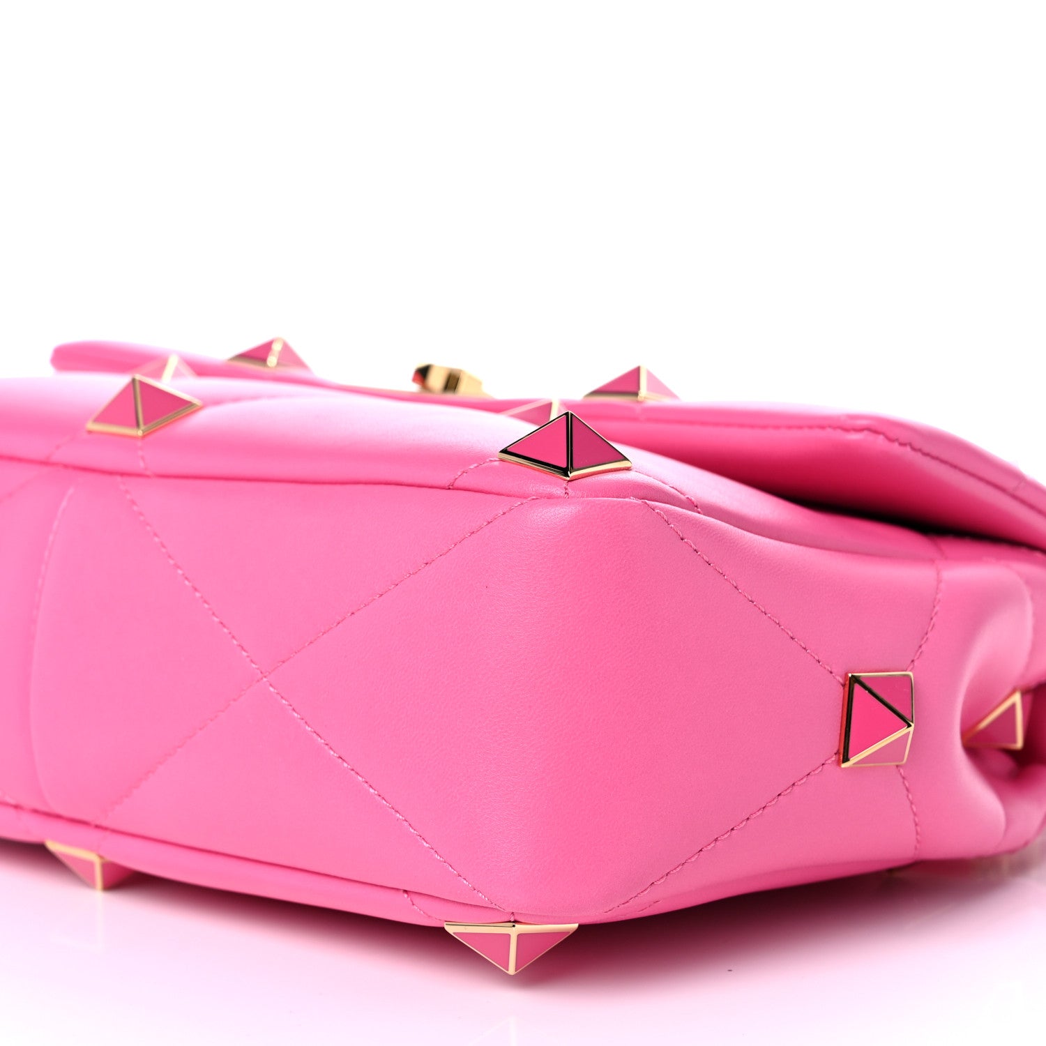 Valentino Garavani Nappa Enamel Large Roman Stud Shoulder Bag Feminine Pink 8 of 9