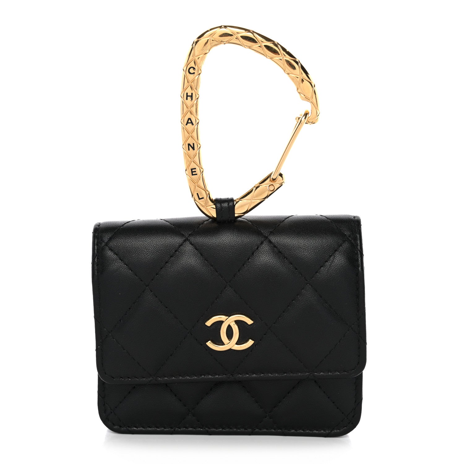 Chanel Lambskin Quilted CC Hook Card Holder Black 1 of 8