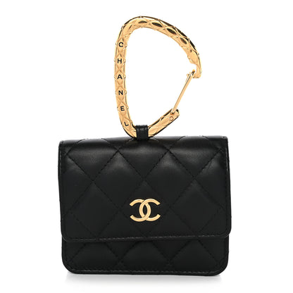 Chanel Lambskin Quilted CC Hook Card Holder Black 1 of 8