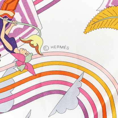 Hermes Silk Carres Volants Scarf 70 White Violet Orange 4 of 6