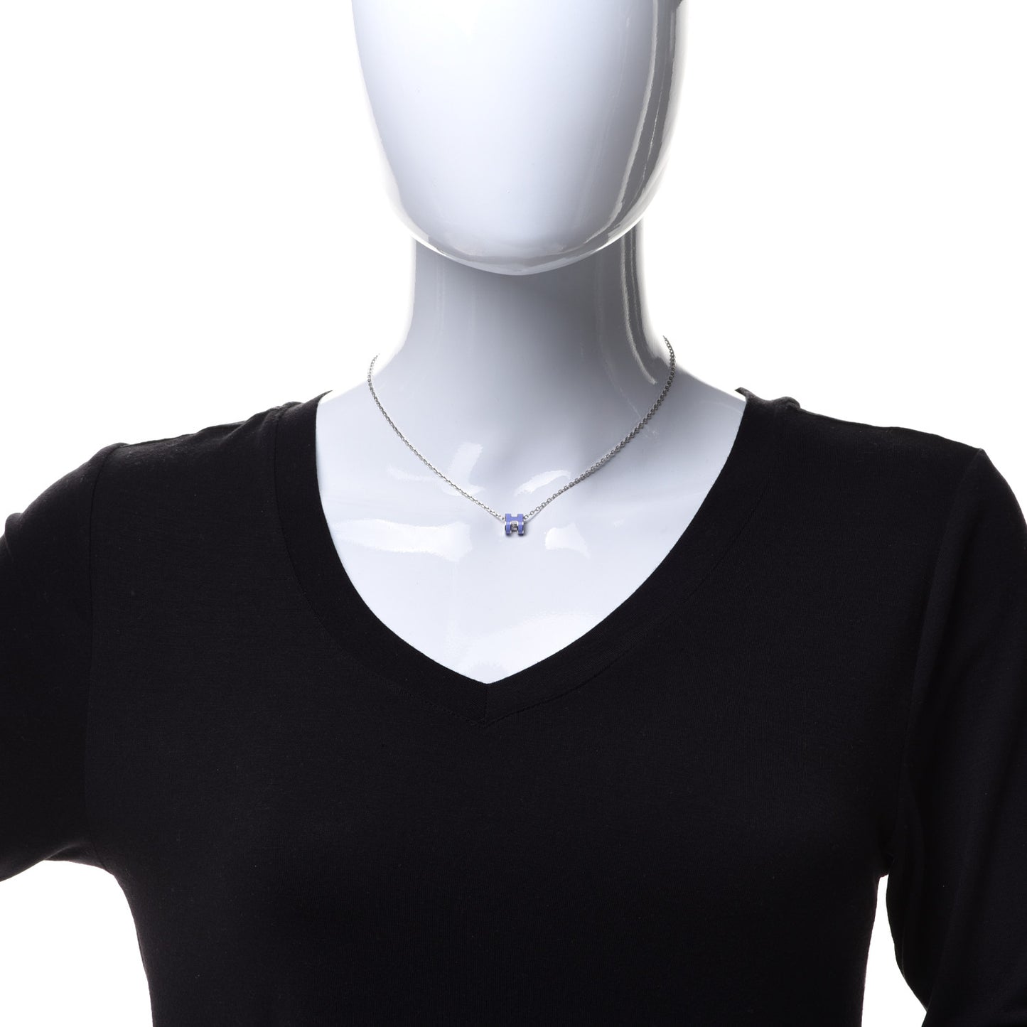 Lacquered Palladium Mini Pop H Pendant Necklace Parme