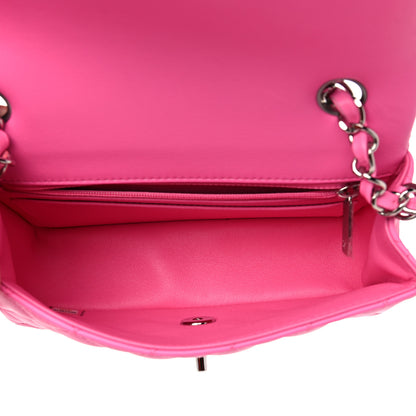 Chanel Lambskin Quilted Mini Rectangular Flap Neon Pink 5 of 10