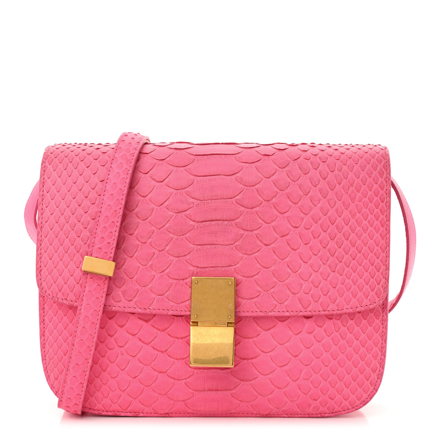 Celine Snakeskin Medium Classic Box Flap Pink 1 of 17