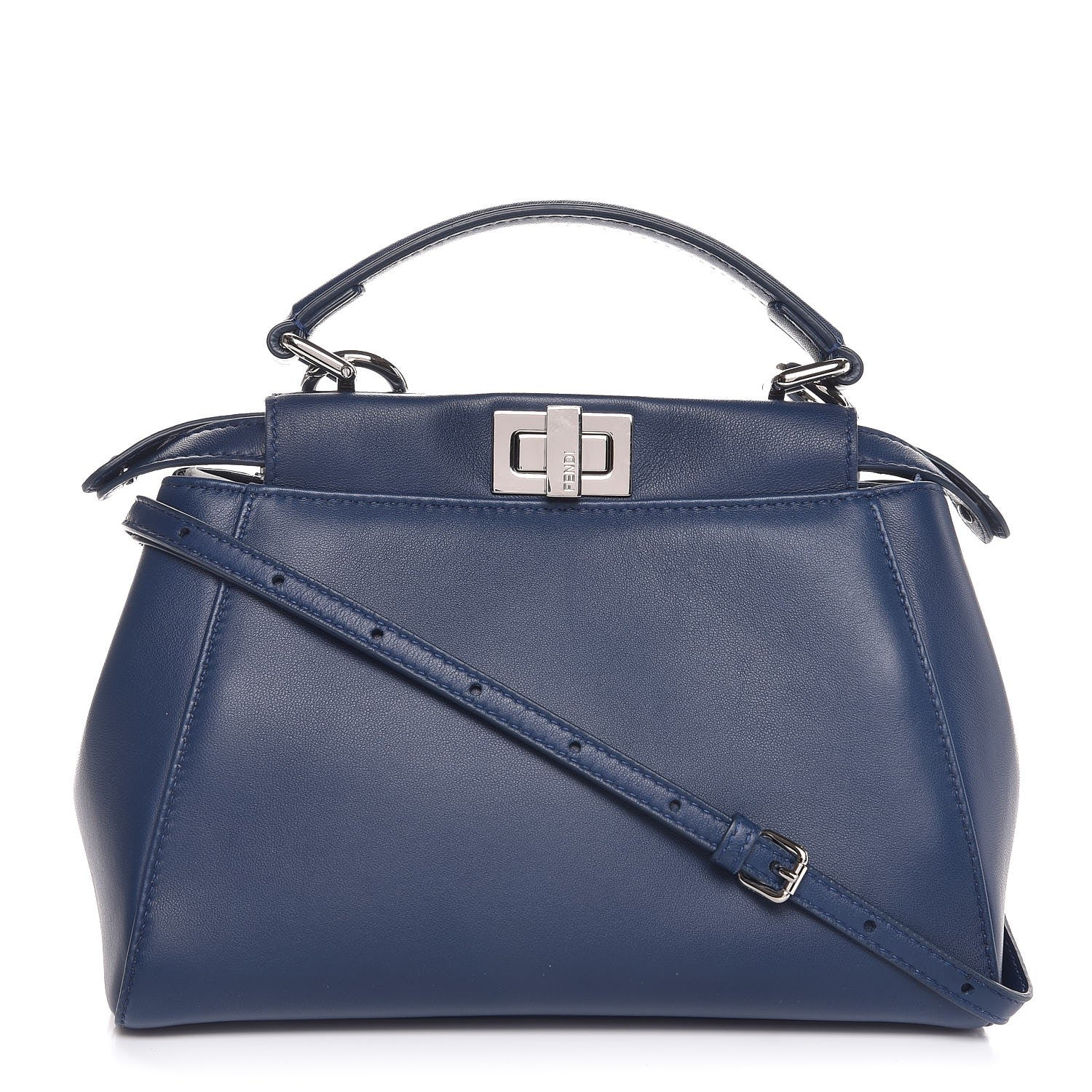 Fendi Nappa Mini Peekaboo Iconic Satchel True Blue 1 of 9