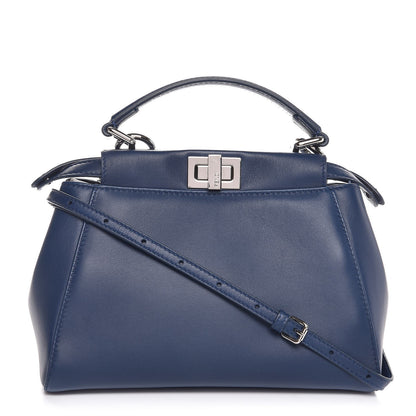 Fendi Nappa Mini Peekaboo Iconic Satchel True Blue 1 of 9
