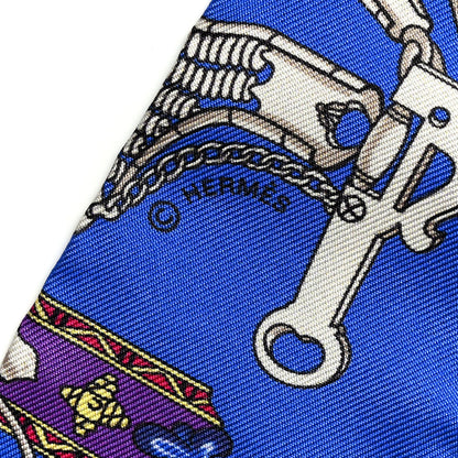 Hermes Silk Mors Et Gourmettes Remix Twilly Bleu Roy Turquoise Prune 3 of 6