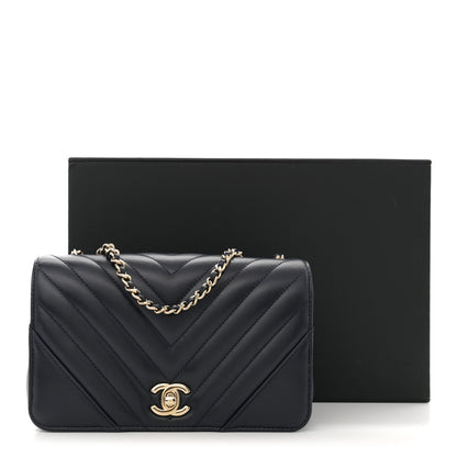 Chanel Calfskin Chevron Quilted Mini Statement Flap Navy Blue 12 of 12