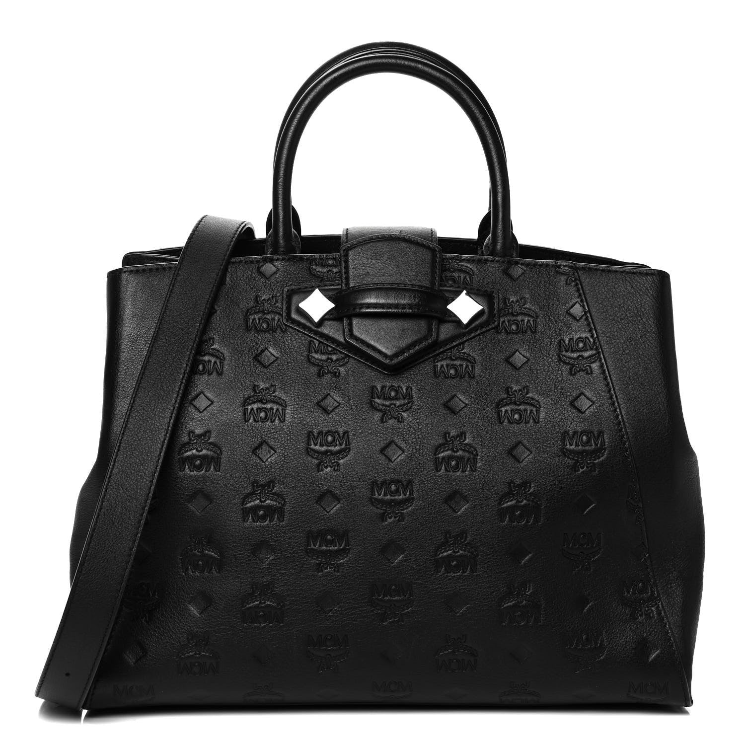 MCM Calfskin Ottomar Monogram Medium Essential Tote Black 1 of 10