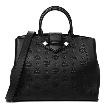 MCM Calfskin Ottomar Monogram Medium Essential Tote Black 1 of 10