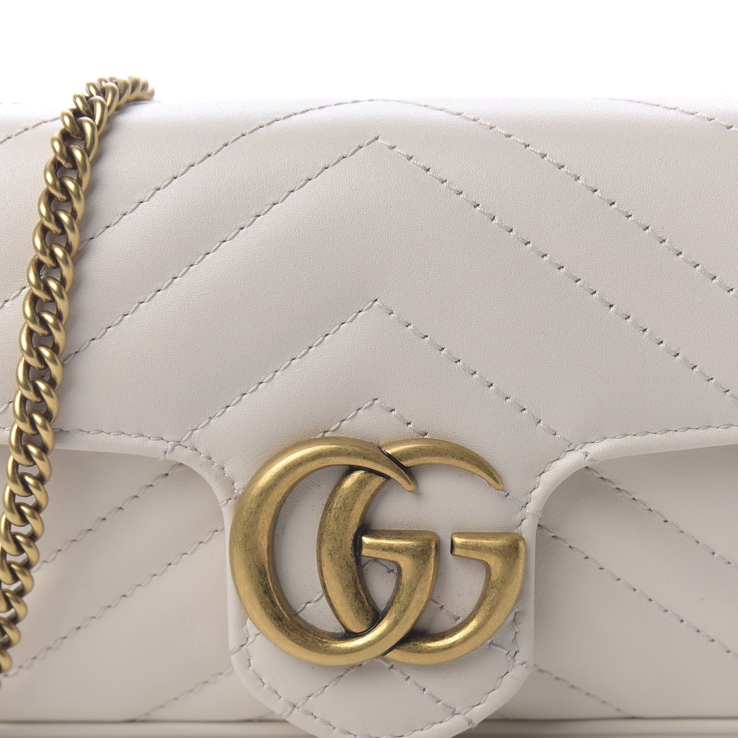 Gucci Calfskin Matelasse Super Mini GG Marmont Shoulder Bag White 10 of 11