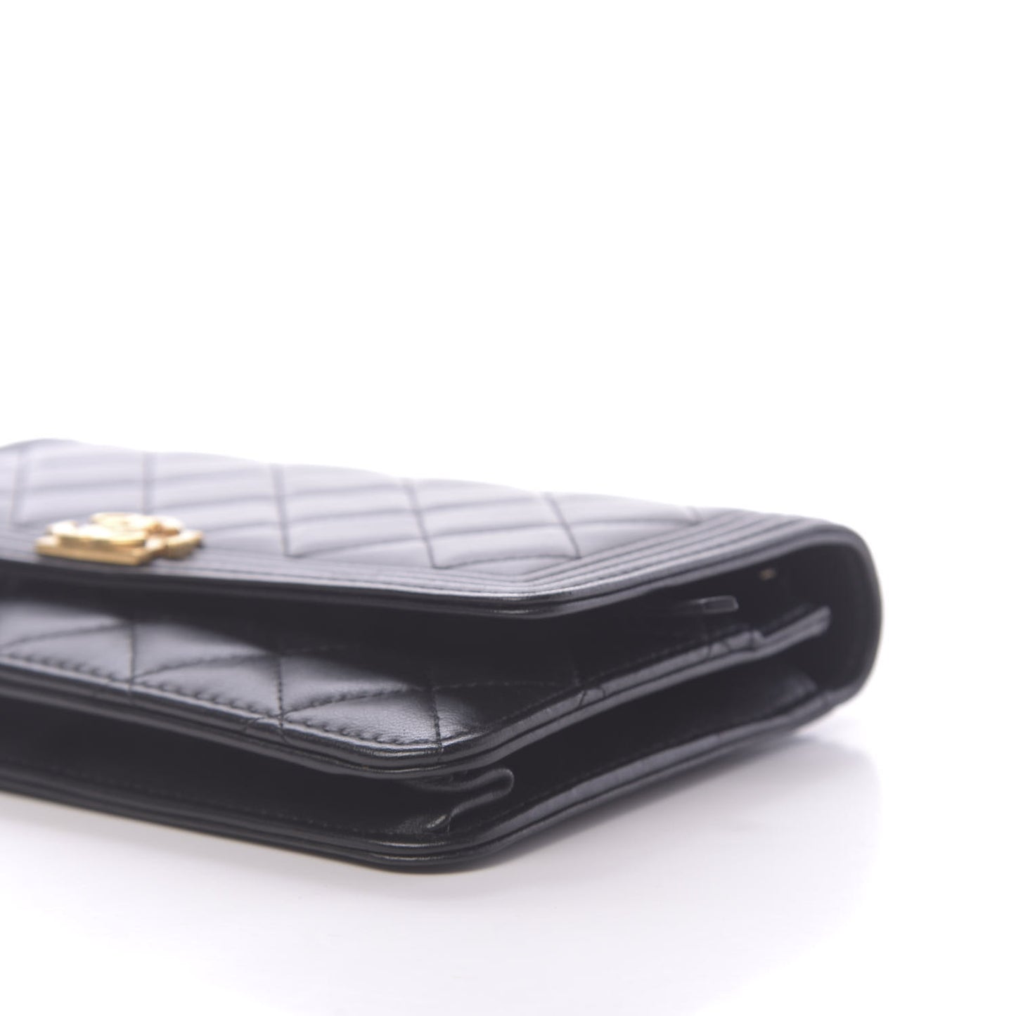 Lambskin Quilted Boy Wallet On Chain WOC Navy Blue