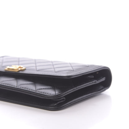 Chanel Lambskin Quilted Boy Wallet On Chain WOC Navy Blue 10 of 12