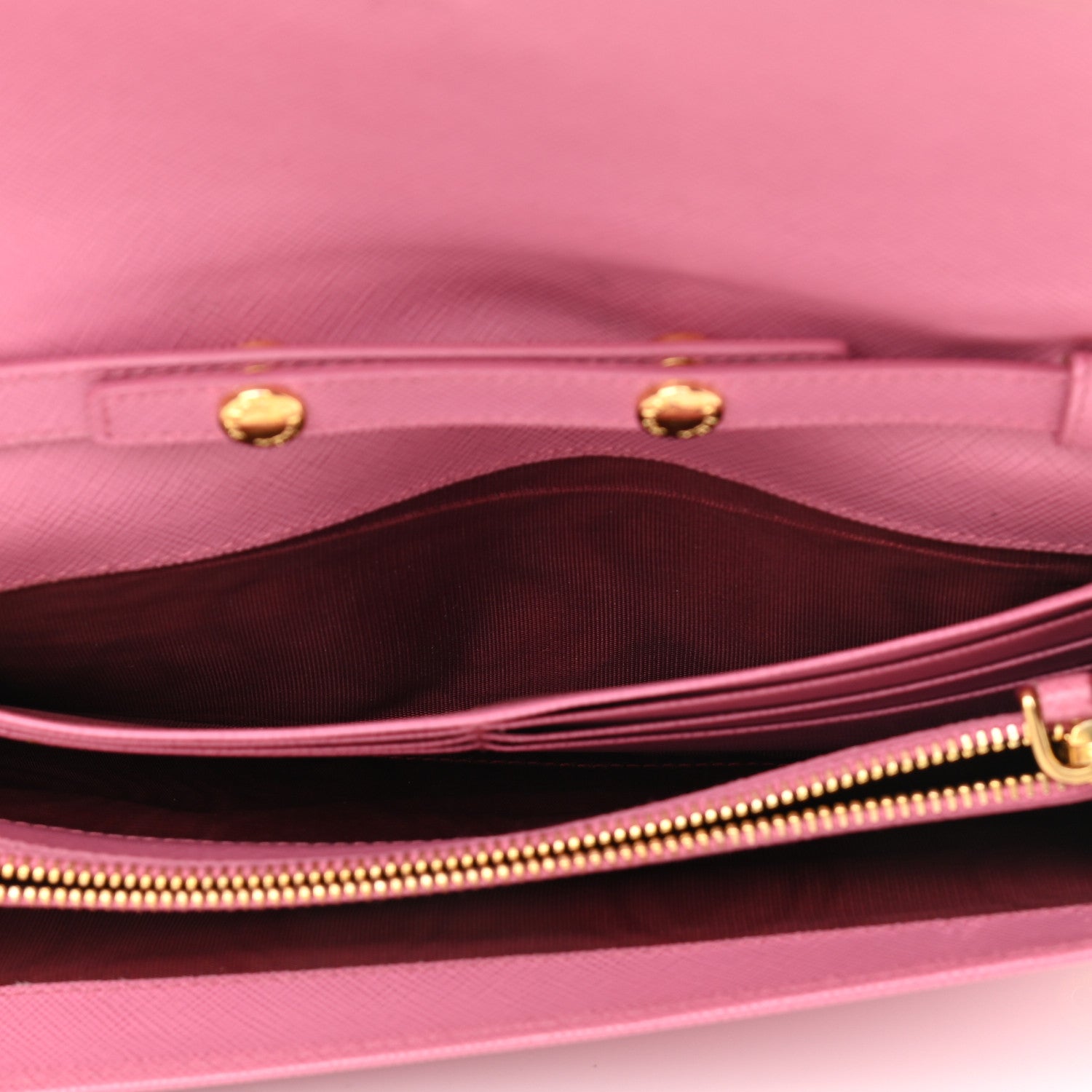 Prada Saffiano Metal Oro Chain Wallet Ibisco 5 of 14
