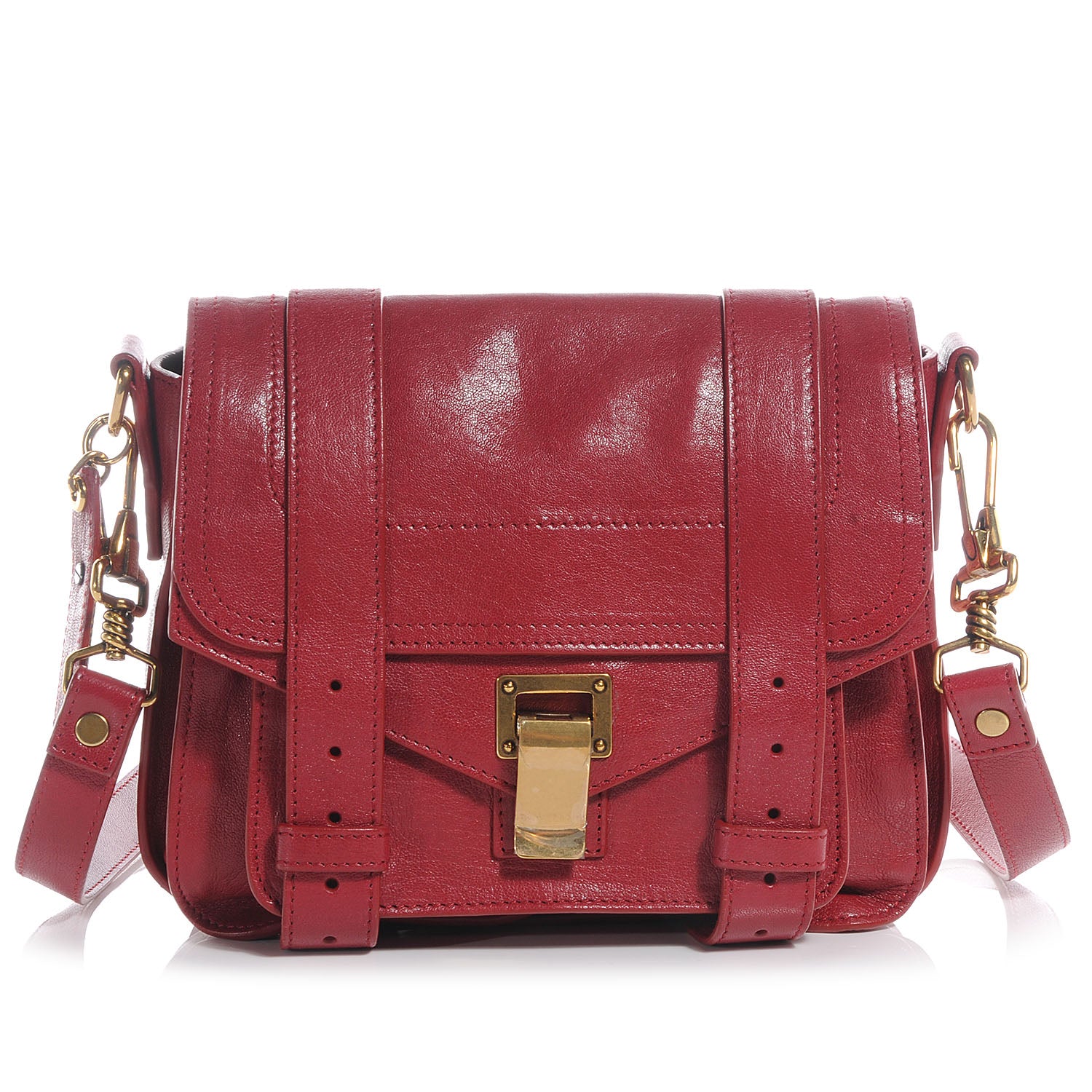 Proenza Schouler Leather PS1 Mini Pouch Messenger Bag Burgundy 1 of 8
