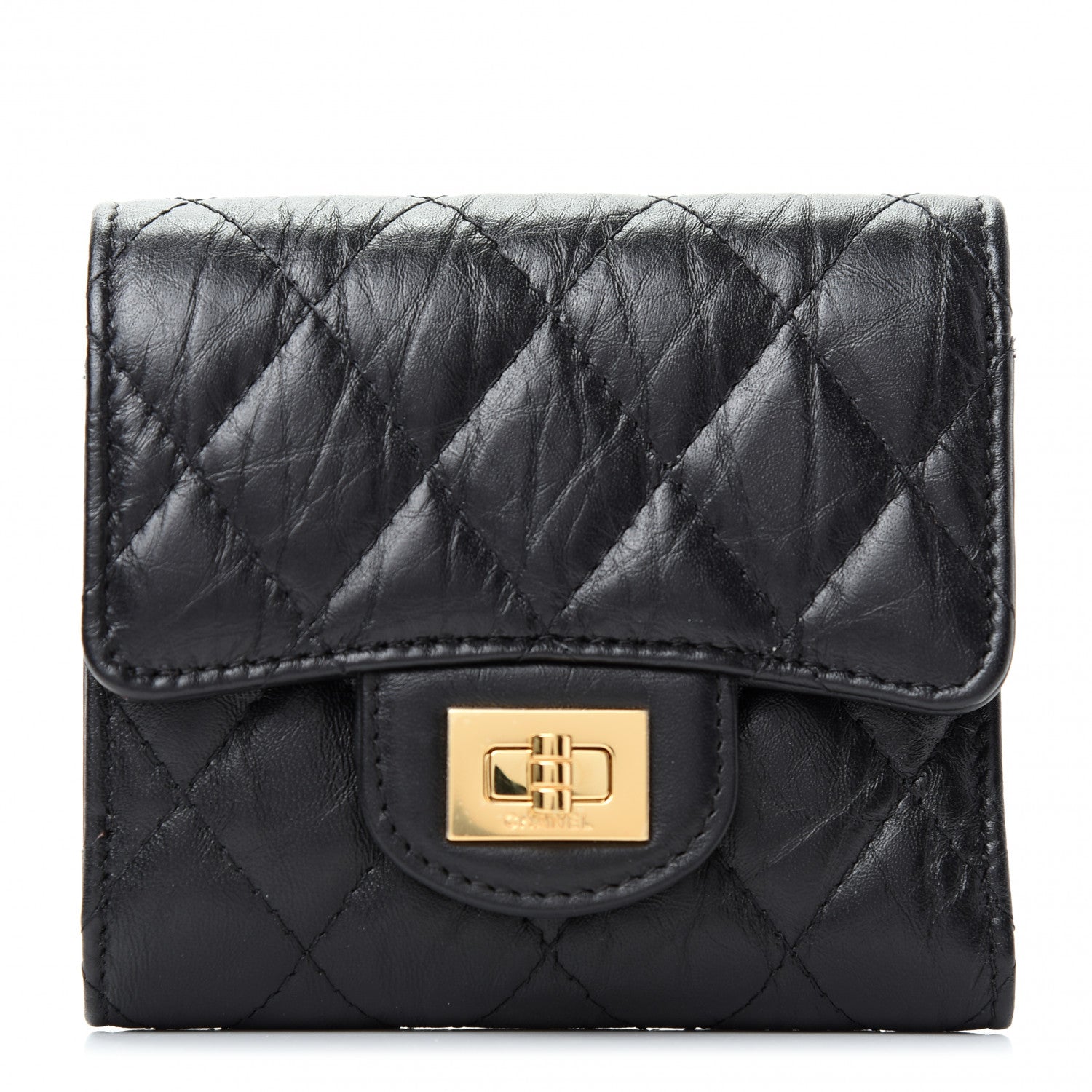 Chanel Aged Calfskin Quilted Reissue Compact Wallet Black 1 of 9