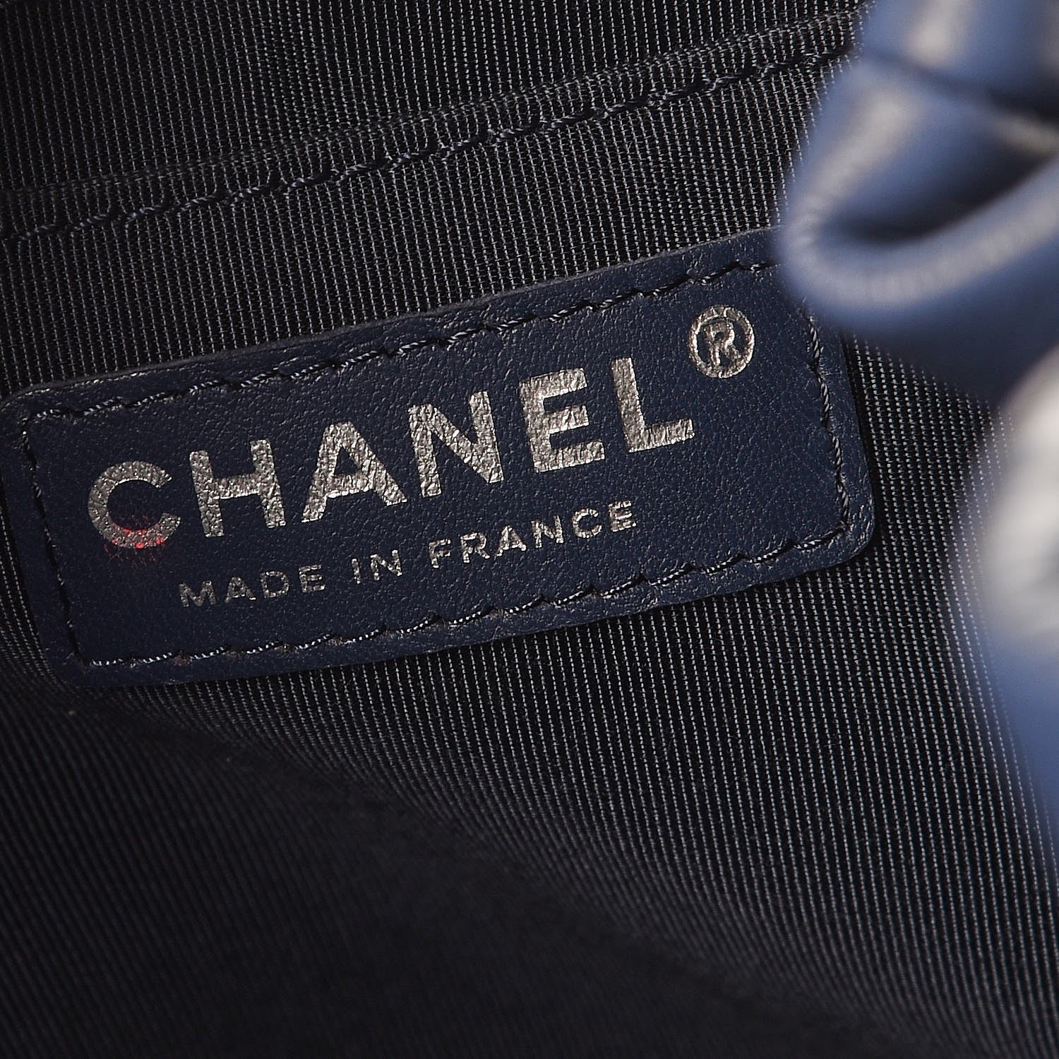 Chanel Deerskin Chevron Large CC Chain Bucket Drawstring Bag Blue 7 of 8