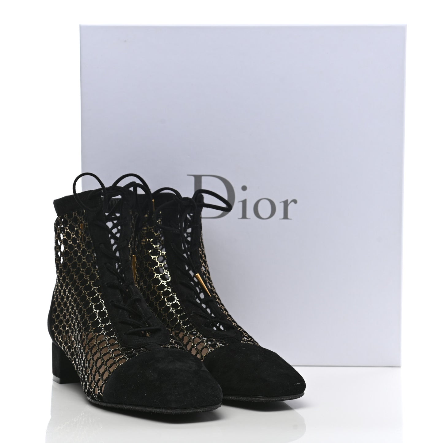 Suede Laminated Resille Naughtily-D 30mm Ankle Boots 38.5 Black Gold