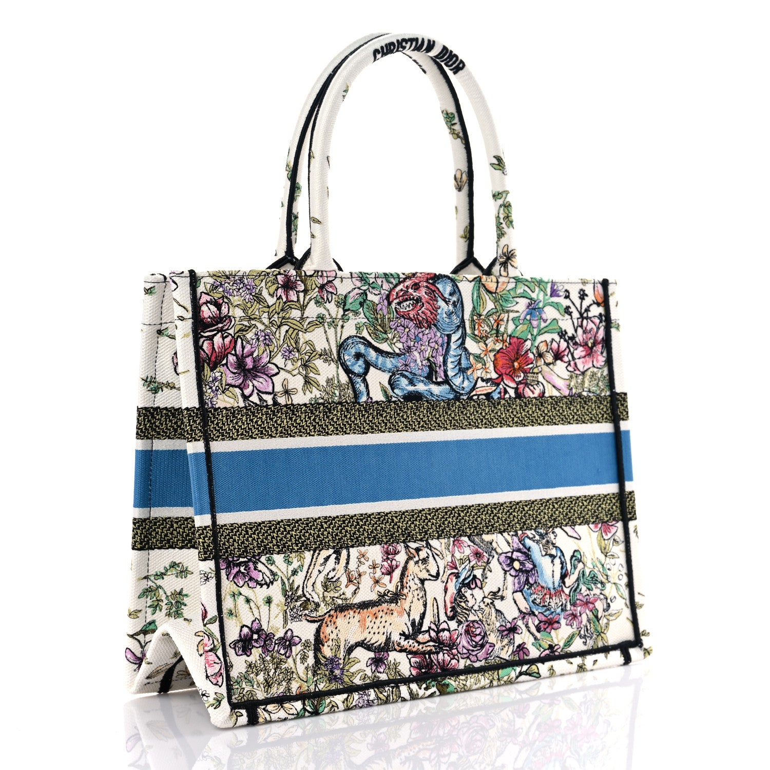 Christian Dior Canvas Embroidered Medium D-Constellation Book Tote Latte Multicolor 4 of 11