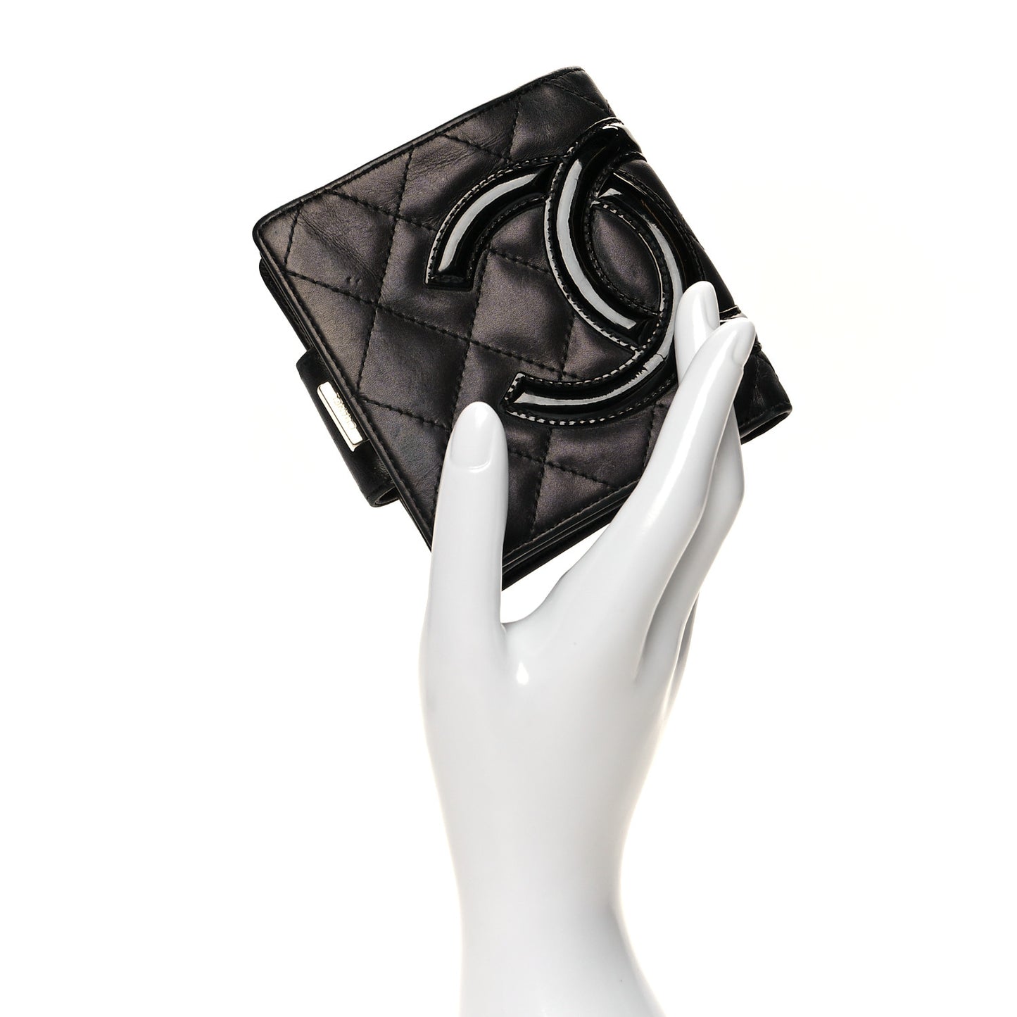 Calfskin Quilted Cambon Bi-Fold Wallet Black