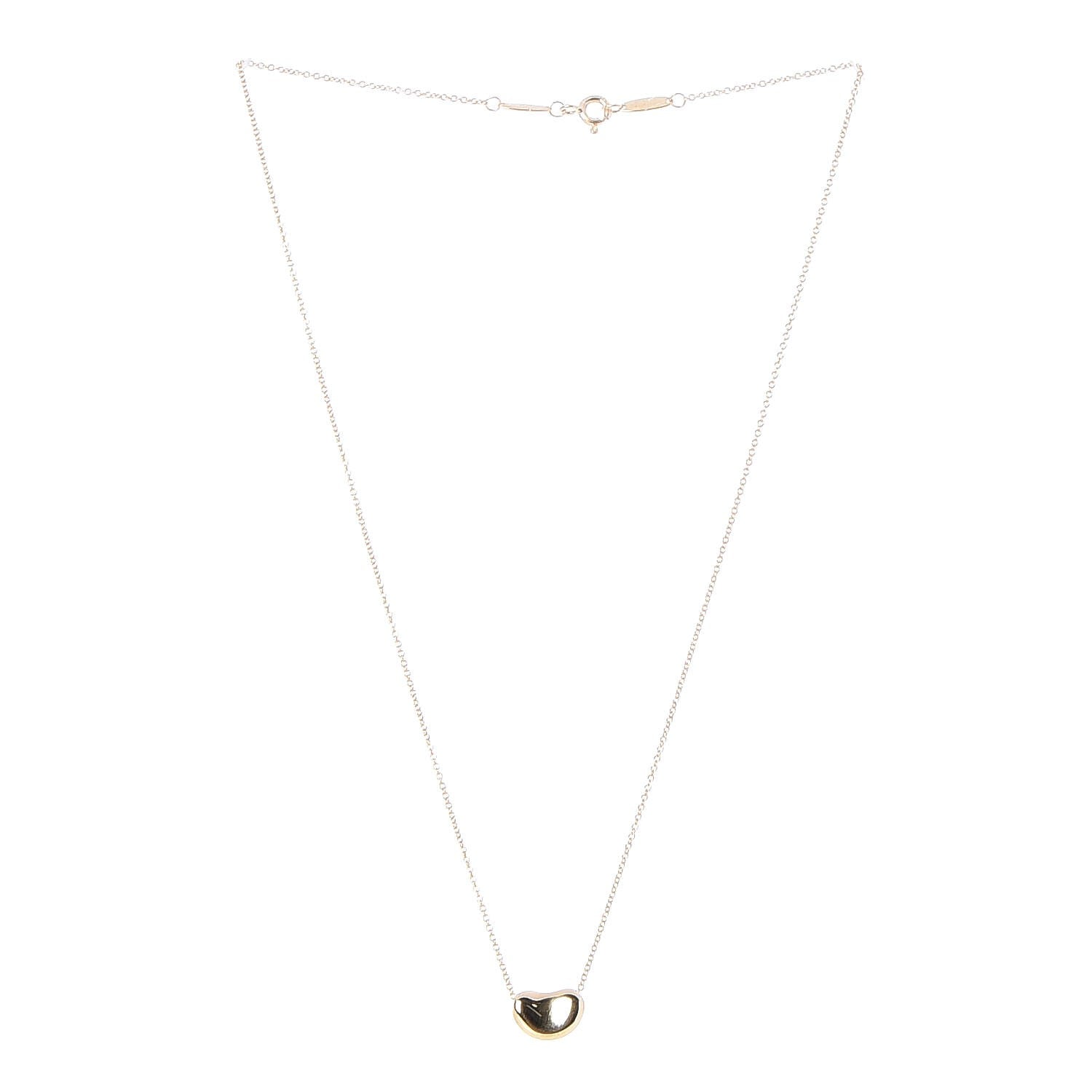 Tiffany 18K Yellow Gold 11mm Elsa Peretti Bean Pendant Necklace 3 of 9
