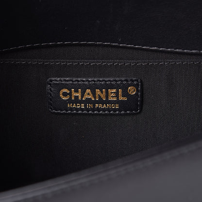 Chanel Calfskin Quilted Medium Boy Top Handle Flap Black 6 of 9