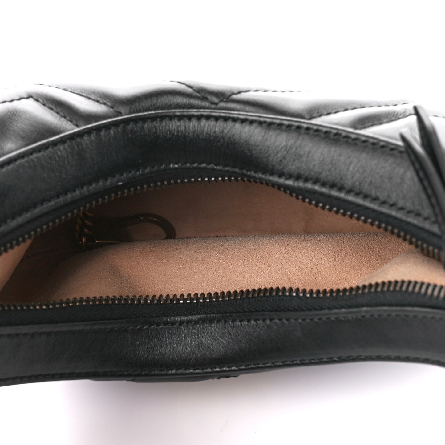 Calfskin Matelasse Chevron Mini GG Marmont Half Moon Hobo Black