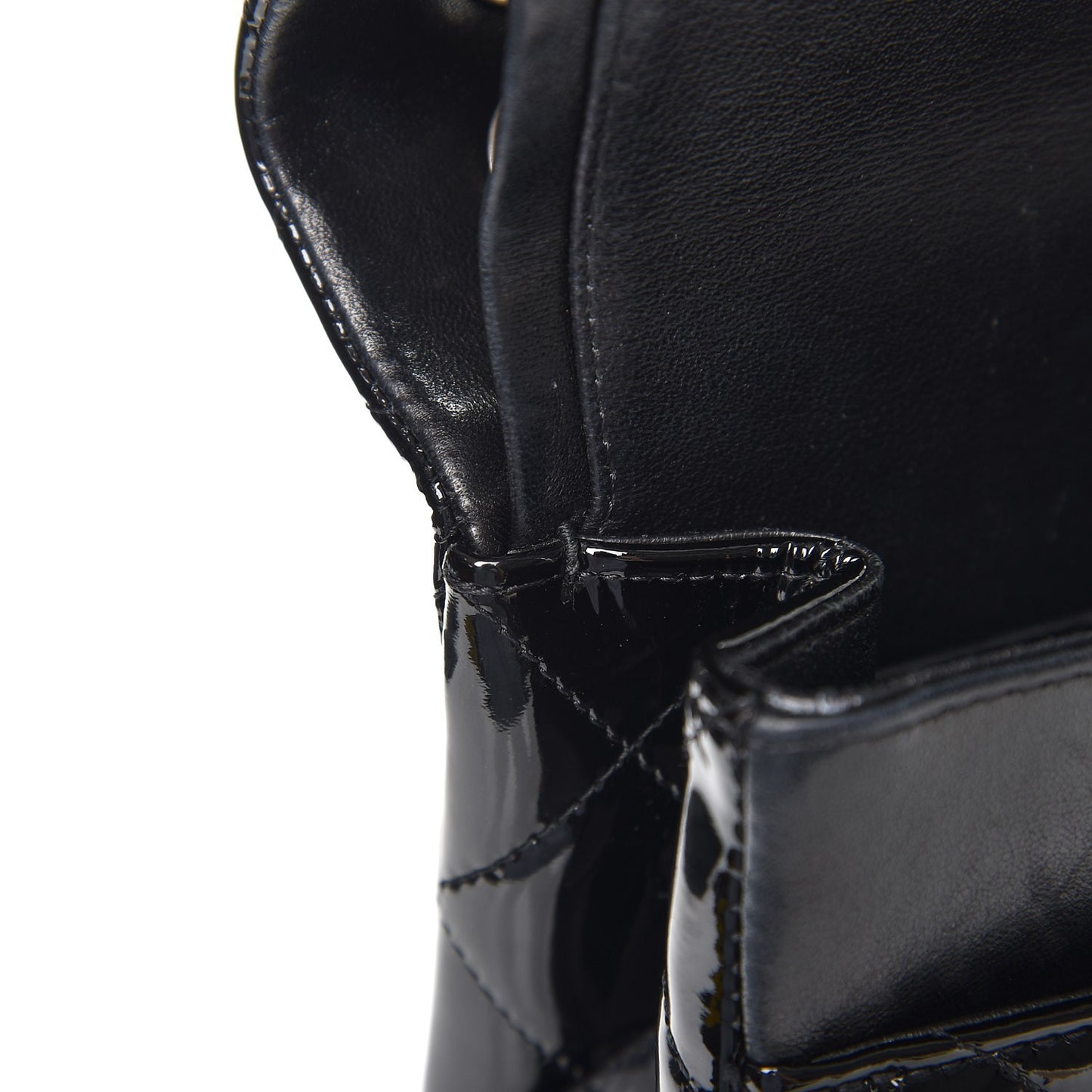 Patent Quilted Jumbo Double Flap Black