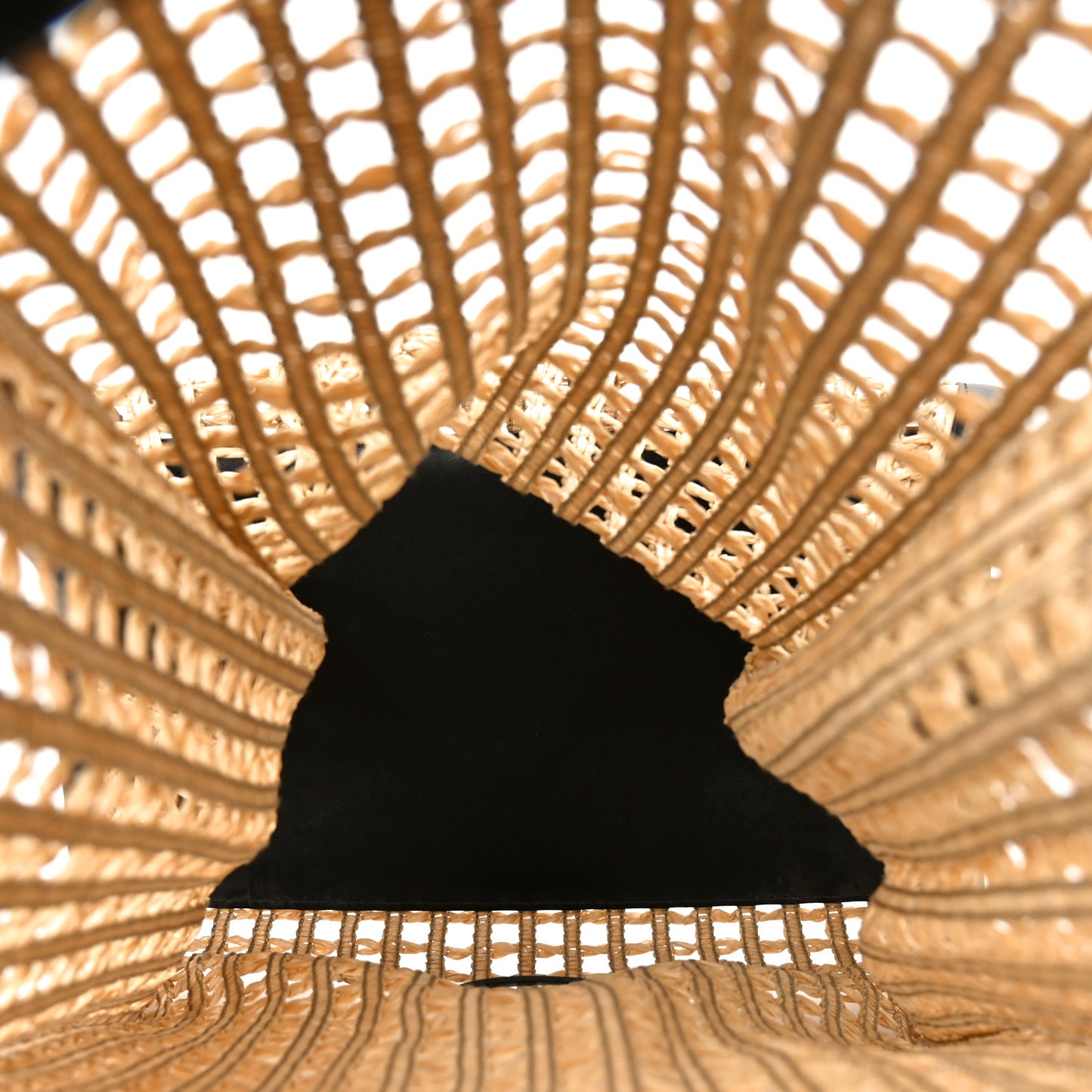 Raffia Calfskin June Cutout Palm Tote Natural Black