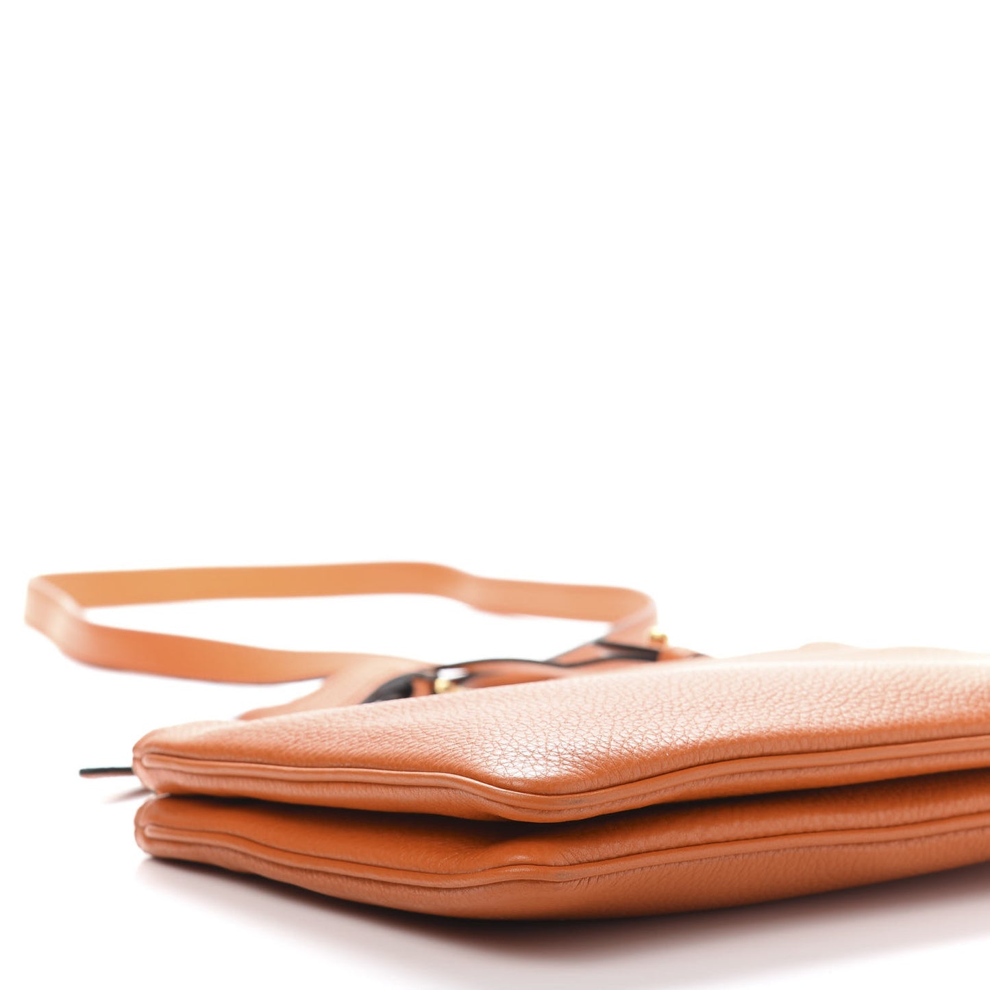 Vitello Daino Double Zip Crossbody Bag Papaya