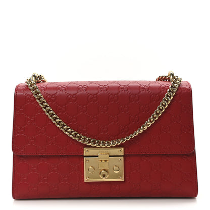 Gucci Guccissima Medium Padlock Shoulder Bag Hibiscus Red 1 of 10