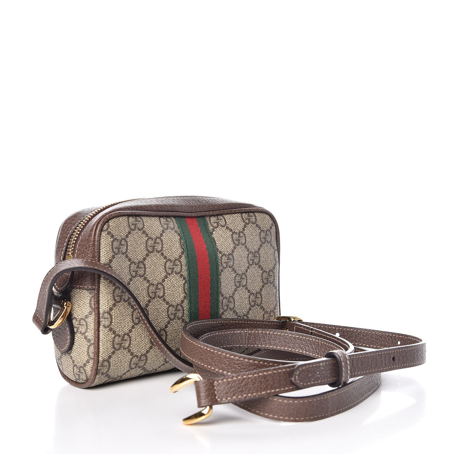 Gucci GG Supreme Monogram Web Mini Ophidia Shoulder Bag Brown 3 of 12